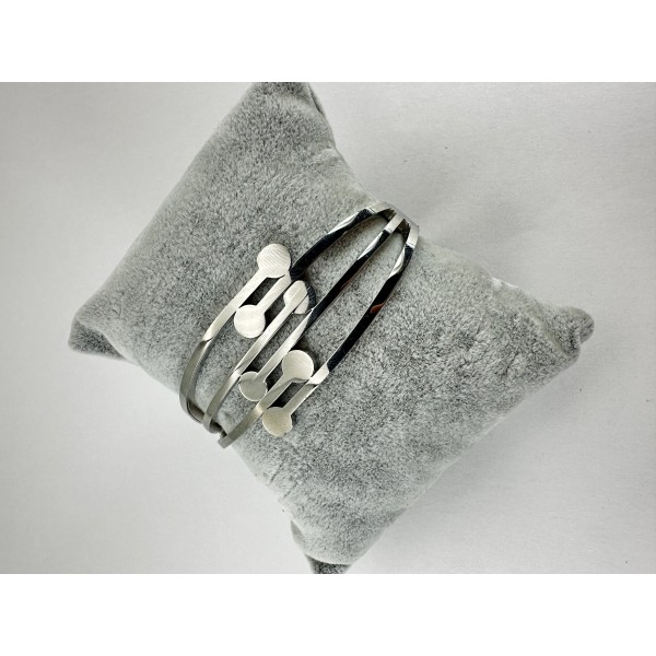 Gümüş Yuvarlak Desenli Bileklik